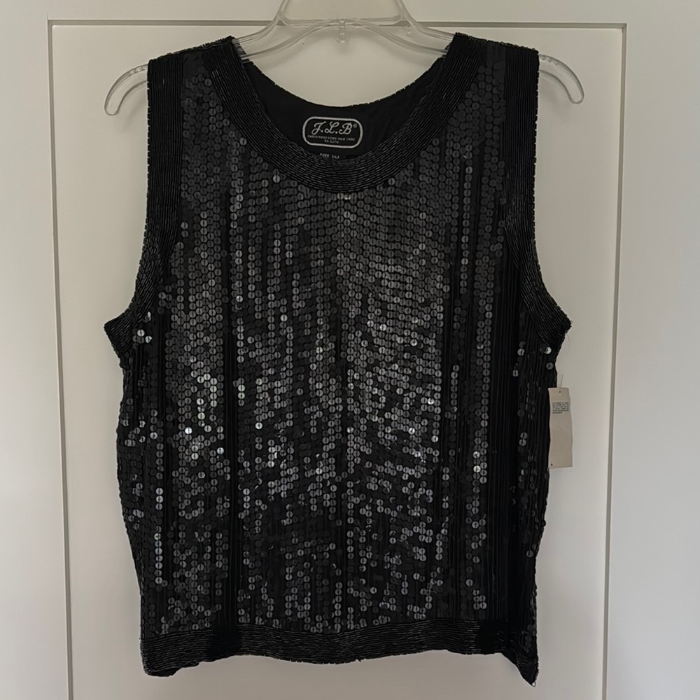 NWT VINTAGE Women’s Black Sequin Women's Shell/Tank Top - Size XL - 3X